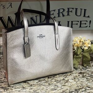 Coach Platinum Metallic Tote Bag